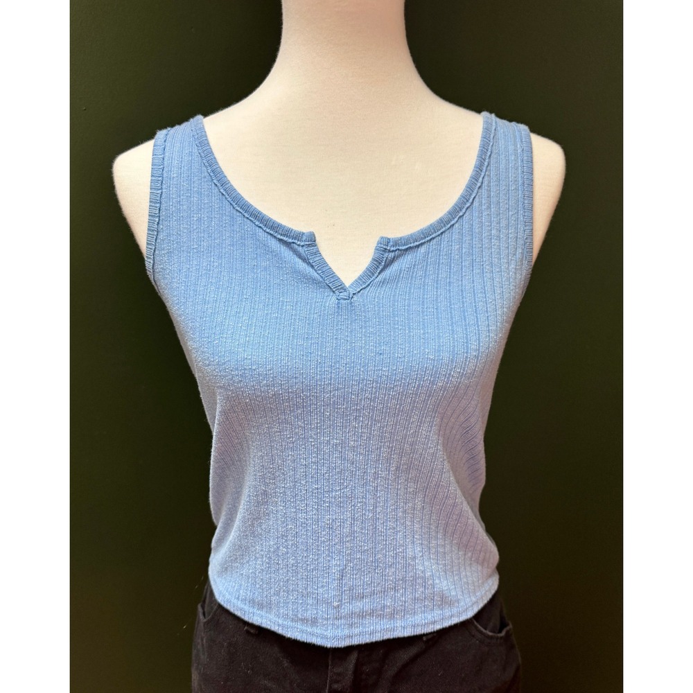 American Eagle Ribbed Tank Top V-Neck Blue Size M